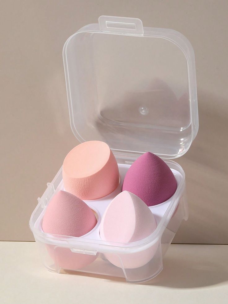 4pcs Makeup Sponge & 1pc Storage Box