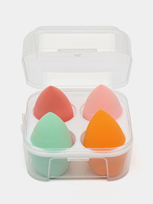 4pcs Makeup Sponge & 1pc Storage Box