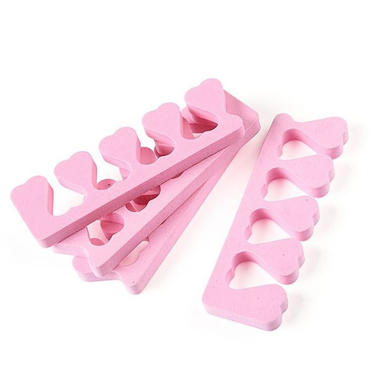 2pcs Nail Art Tool Toe Separator With Heart Shaped Sponge For Both Hands & Feet